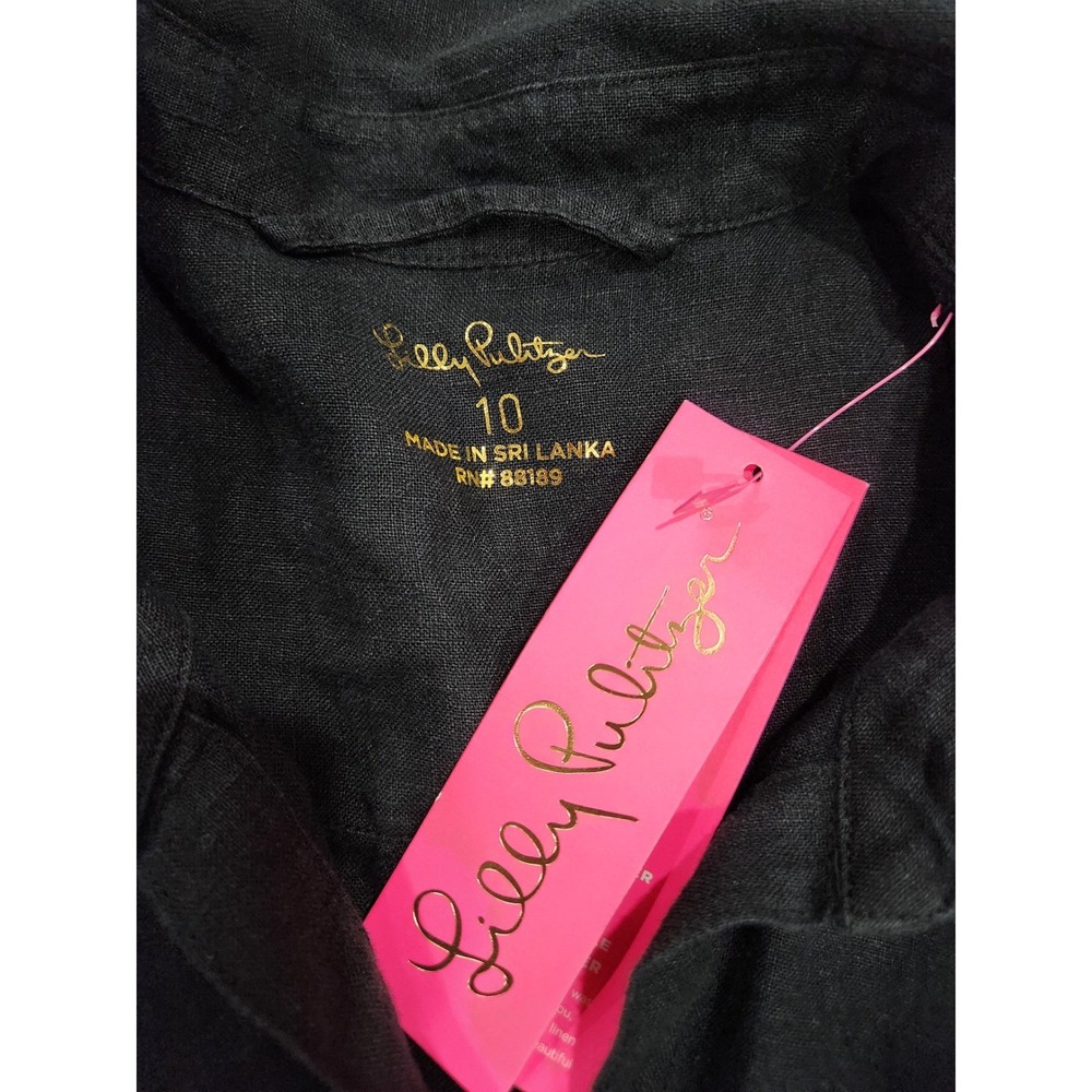 Lilly Pulitzer Bethanne Linen Shirt Dress Onyx Black 013123 Size 10 NWT - Picture 12 of 12